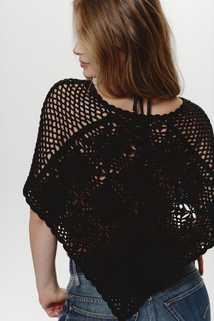 Frankies Bikinis clothing|collections Sophie Crochet Poncho - Black