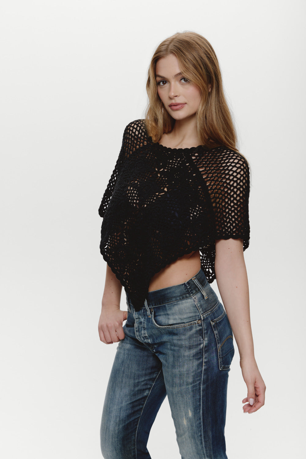 Frankies Bikinis clothing|collections Sophie Crochet Poncho - Black