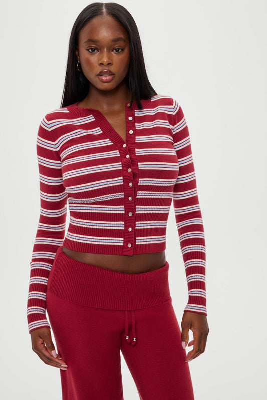 Frankies Bikinis clothing|new|collections Lenon Button Up Knit Sweater - Collegiate Stripe