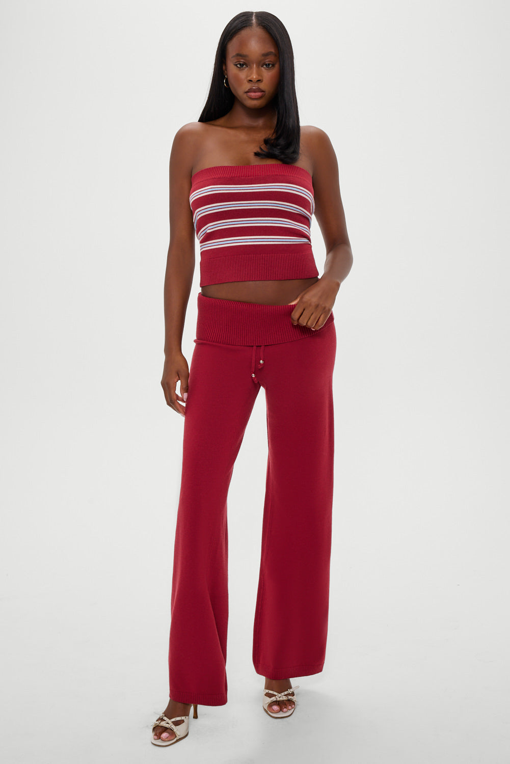 Frankies Bikinis clothing|collections Dawson Knit Fold Over Pants - Rosewood