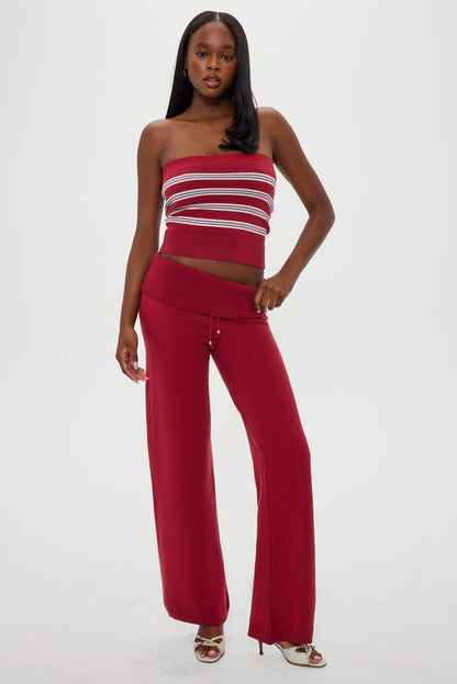 Frankies Bikinis clothing|collections Dawson Knit Fold Over Pants - Rosewood
