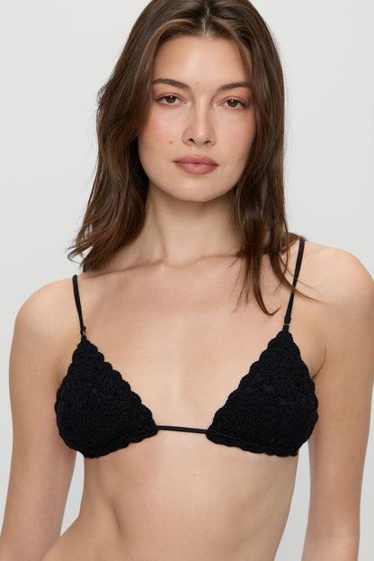 Frankies Bikinis collections|swimwear|new Elena Crochet Shine Bikini Top - Black