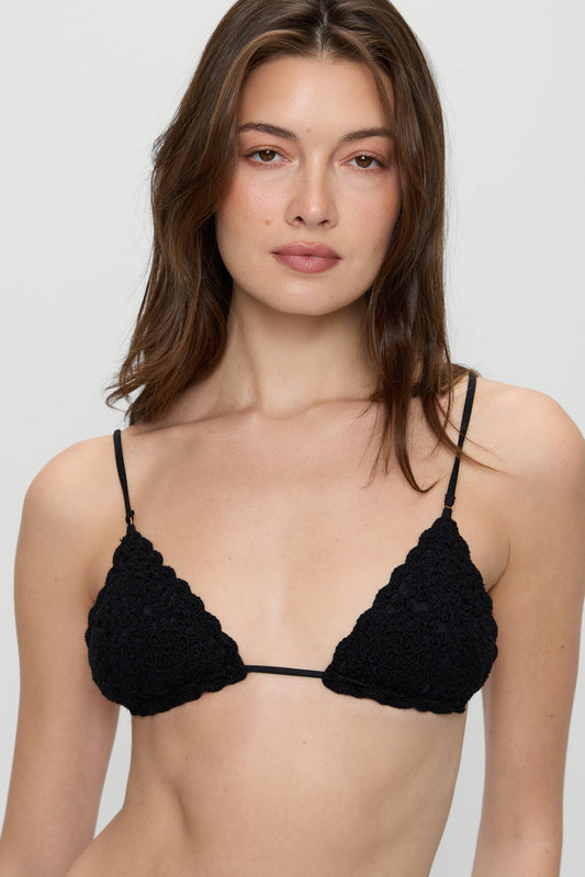 Frankies Bikinis collections|swimwear|new Elena Crochet Shine Bikini Top - Black