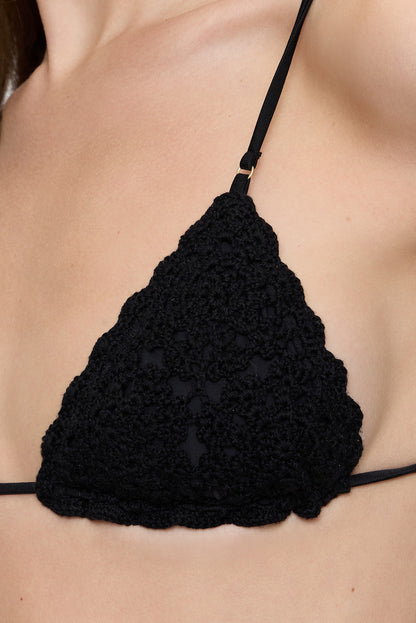 Frankies Bikinis collections|swimwear|new Elena Crochet Shine Bikini Top - Black