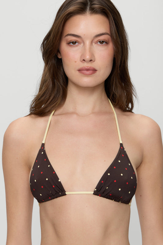 Frankies Bikinis collections|swimwear|new Nick Reversible Satin Bikini Top - Honey Bug