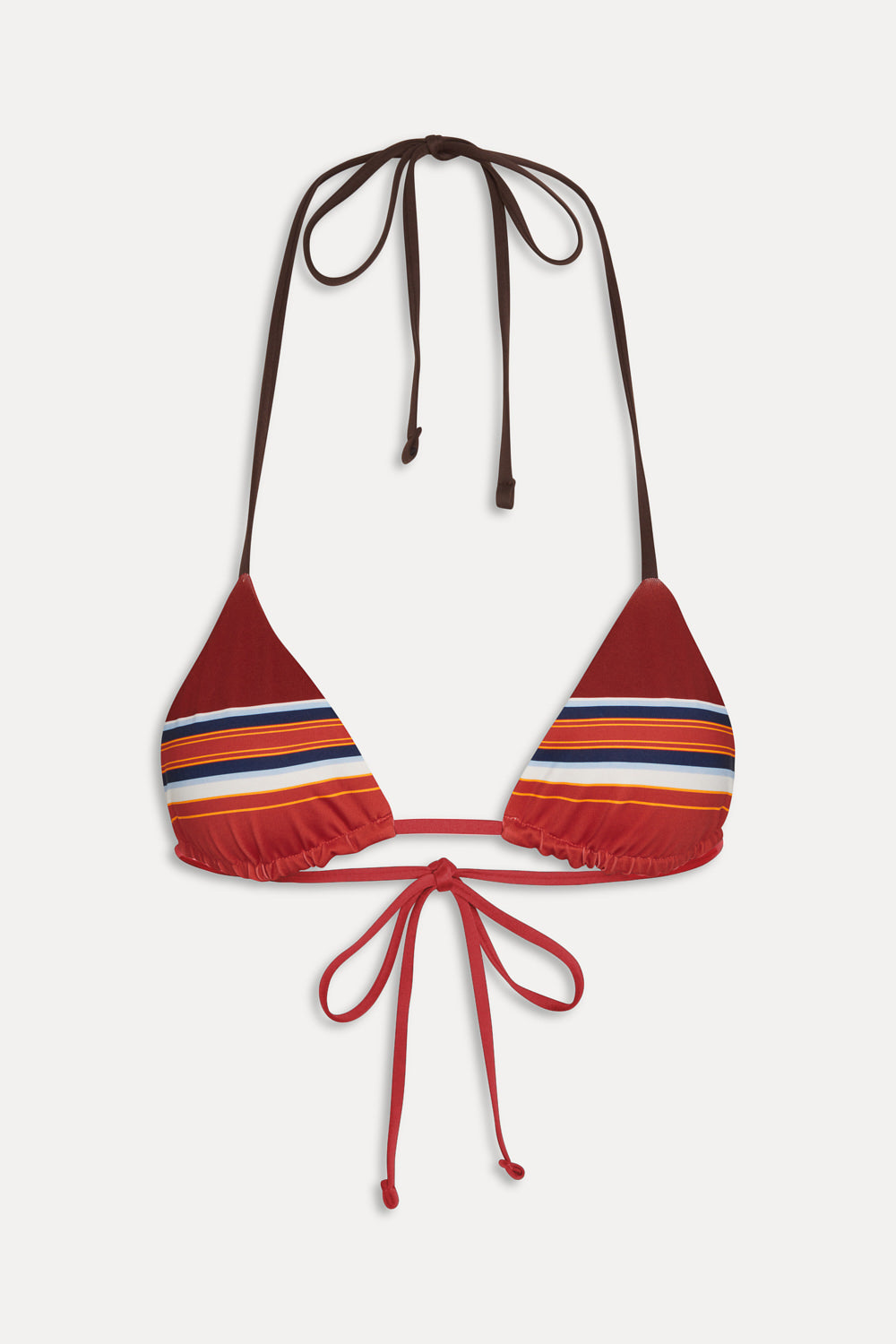 Frankies Bikinis collections|swimwear|sale Nick Striped Triangle Bikini Top - Sandstone