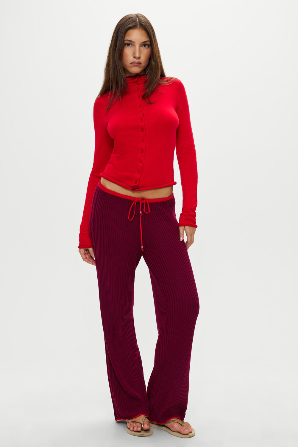 Frankies Bikinis collections|sale Leo Knit Button Up Cardigan - Ember