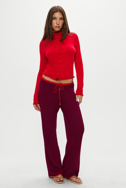 Frankies Bikinis collections|sale Leo Knit Button Up Cardigan - Ember