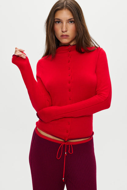 Frankies Bikinis collections|sale Leo Knit Button Up Cardigan - Ember