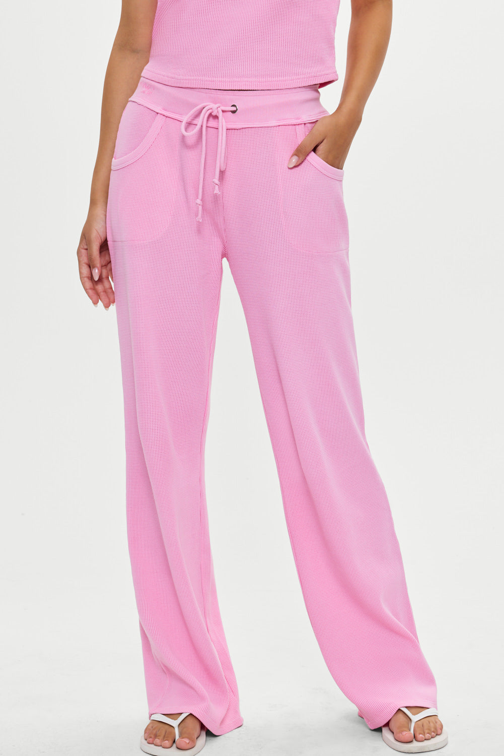 Frankies Bikinis collections|sale Emma Thermal Low Rise Pants - Blush