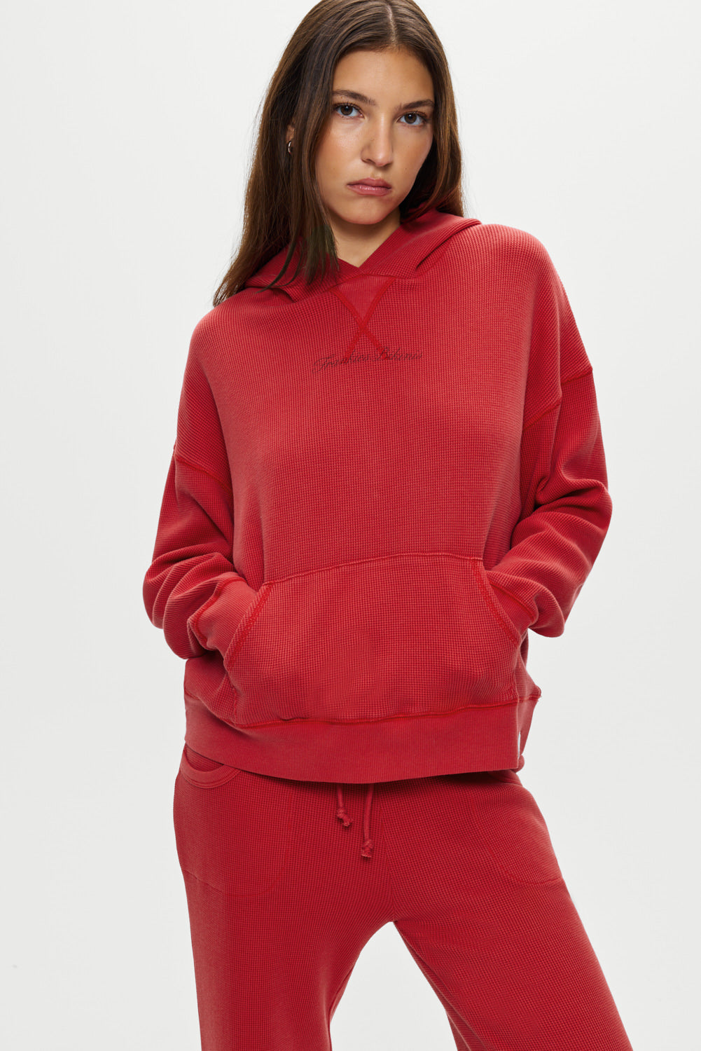 Frankies Bikinis collections|sale Haven Thermal Hoodie - Strawberry Red