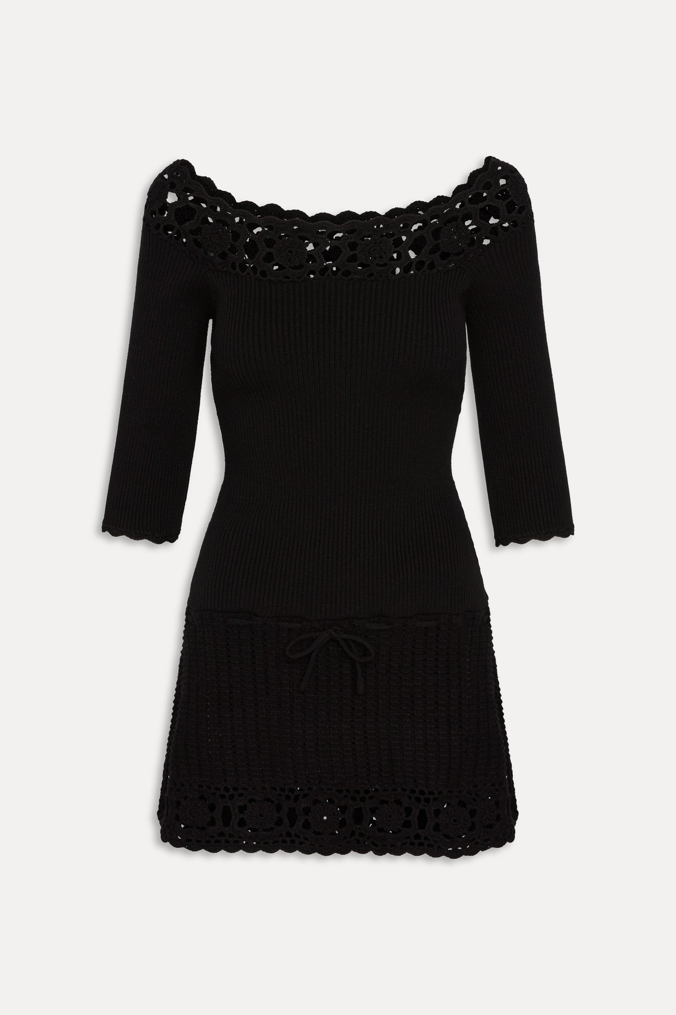 Frankies Bikinis collections|sale|clothing Kaia Crochet Knit Mini Dress - Black
