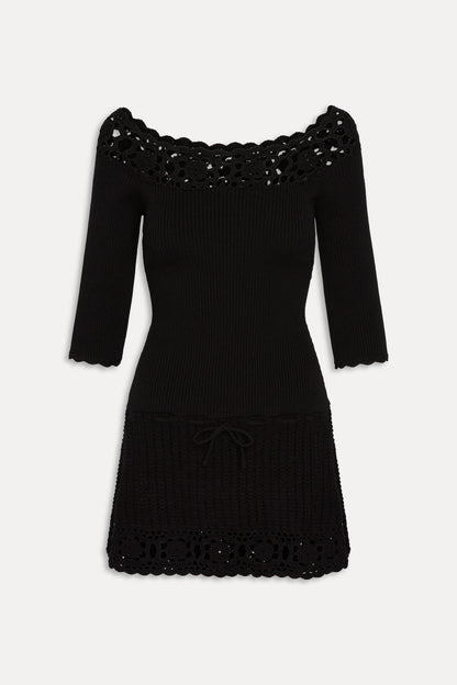 Frankies Bikinis collections|sale|clothing Kaia Crochet Knit Mini Dress - Black