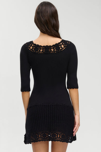 Frankies Bikinis collections|sale|clothing Kaia Crochet Knit Mini Dress - Black