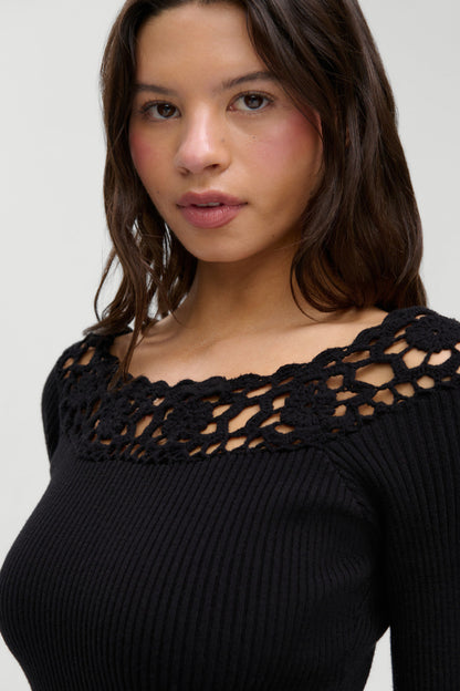 Frankies Bikinis collections|sale|clothing Kaia Crochet Knit Mini Dress - Black