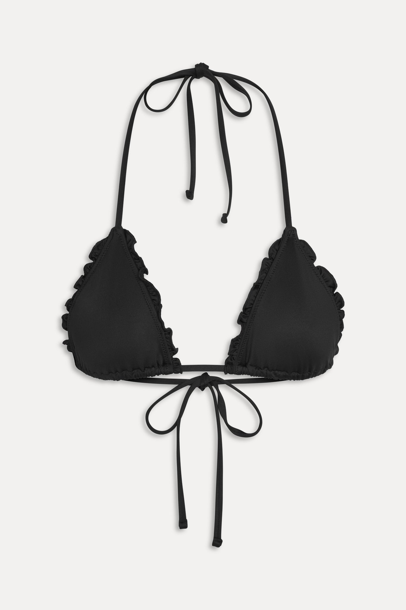 Frankies Bikinis collections|swimwear|sale Nick Ruffle Triangle Bikini Top - Black