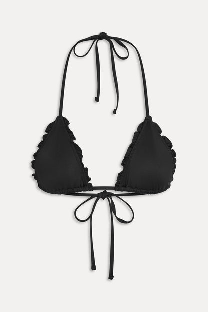 Frankies Bikinis collections|swimwear|sale Nick Ruffle Triangle Bikini Top - Black