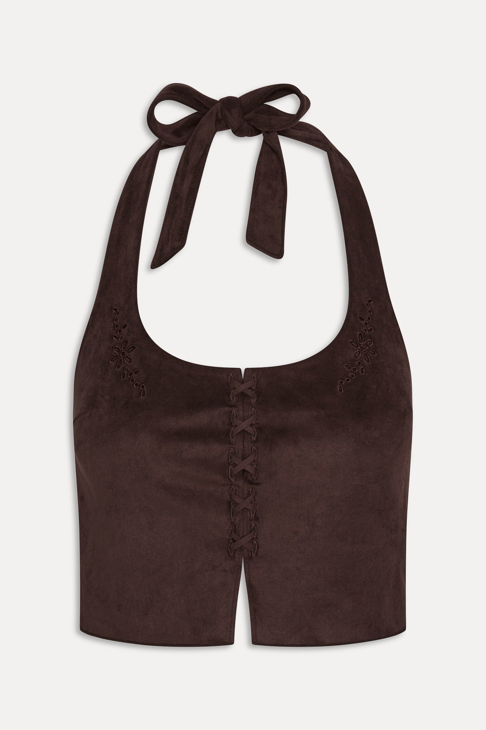 Frankies Bikinis sale|collections|swimwear Delilah Halter Suede Tankini - Desert Suede