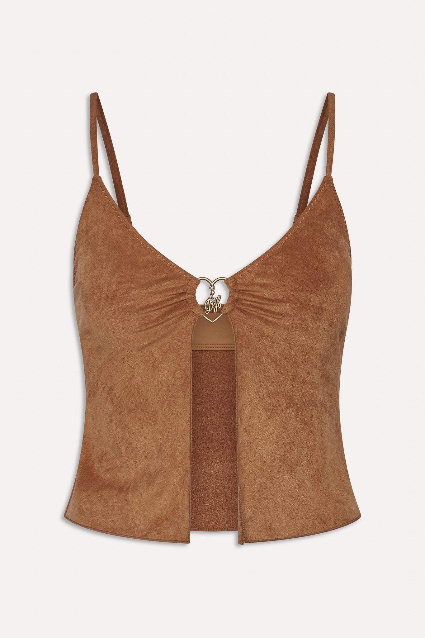 Frankies Bikinis sale x BELLA HADID Lucy Suede Tankini Bikini Top - Sunkissed Suede