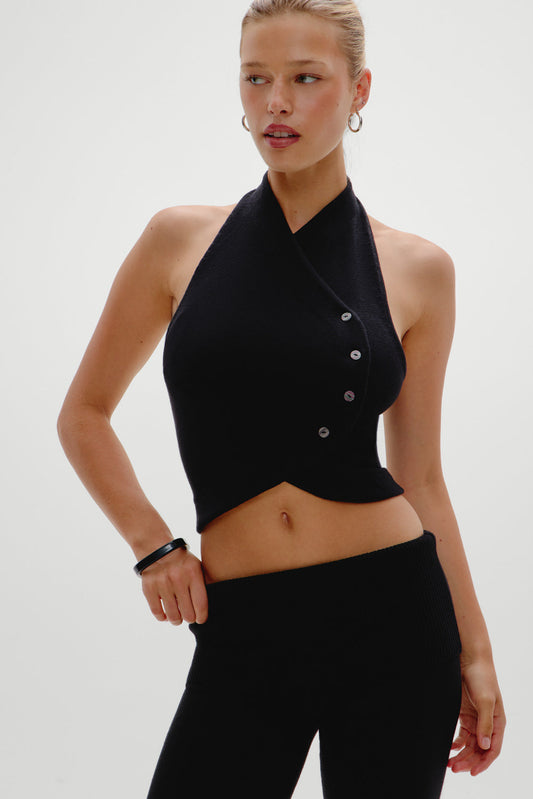 Frankies Bikinis sale|clothing Ryder Knit Halter Top - Black