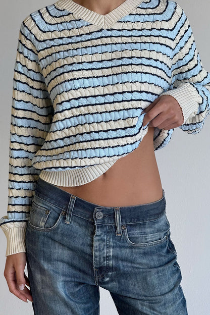 Frankies Bikinis sale Piper Cotton Knit Sweater - Lighthouse