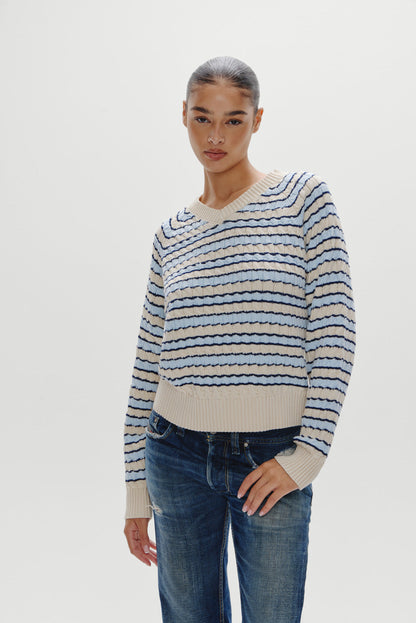 Frankies Bikinis sale Piper Cotton Knit Sweater - Lighthouse