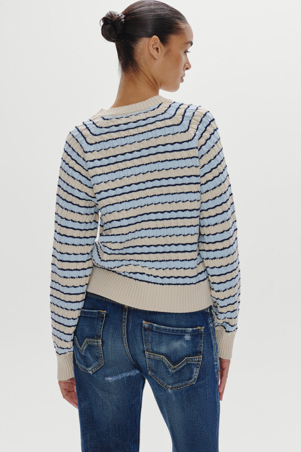 Frankies Bikinis sale Piper Cotton Knit Sweater - Lighthouse