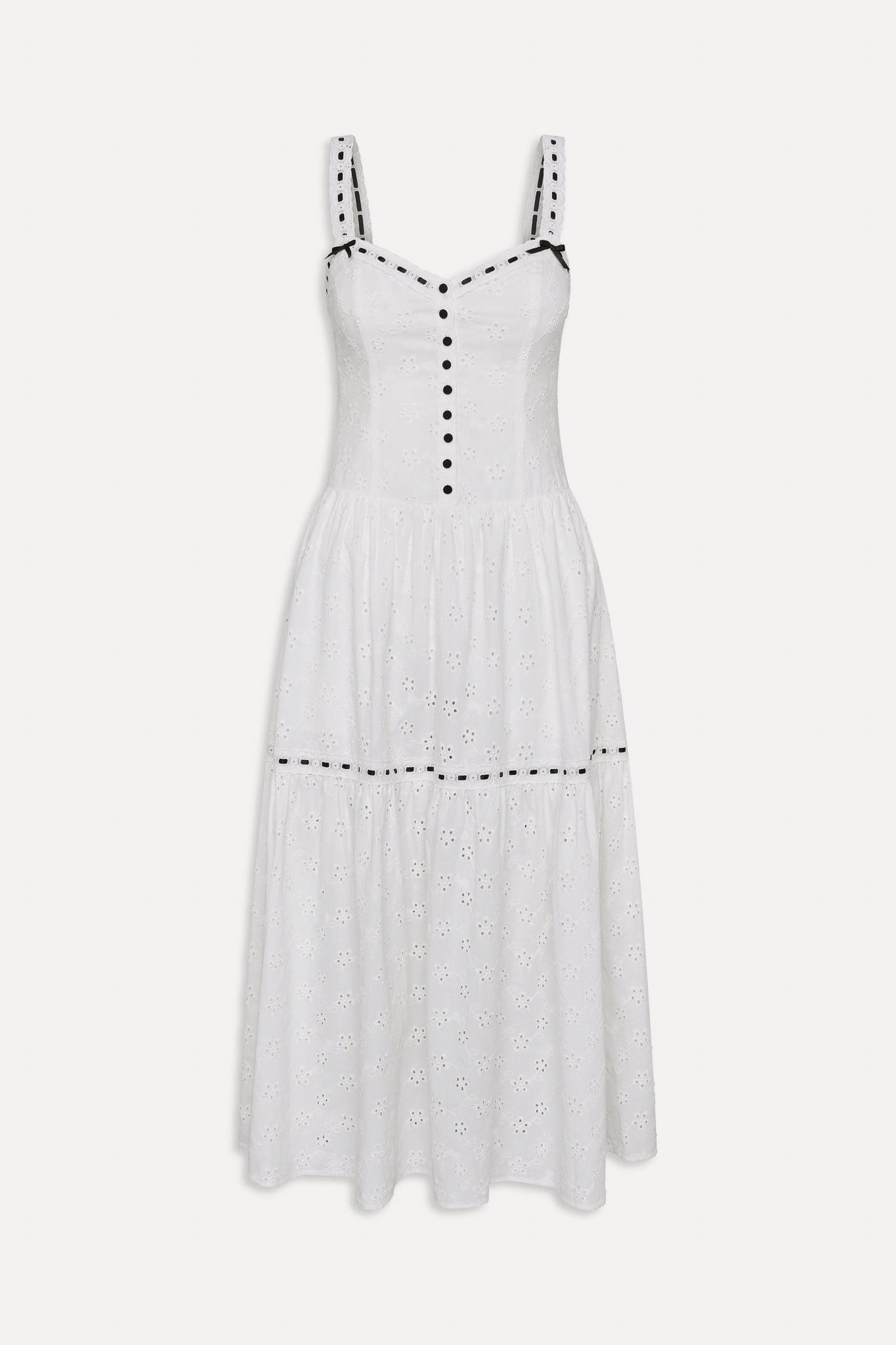 Frankies Bikinis sale x BELLA HADID Bishop Eyelet Maxi Dress - Salt Air Eyelet