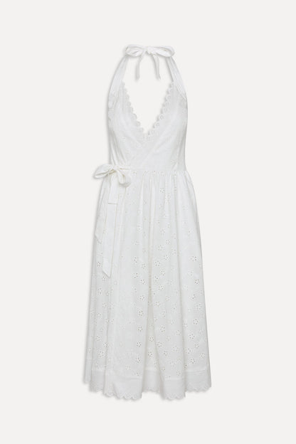 Frankies Bikinis sale x BELLA HADID Fort Worth Fairy Midi Dress - Salt Air Eyelet