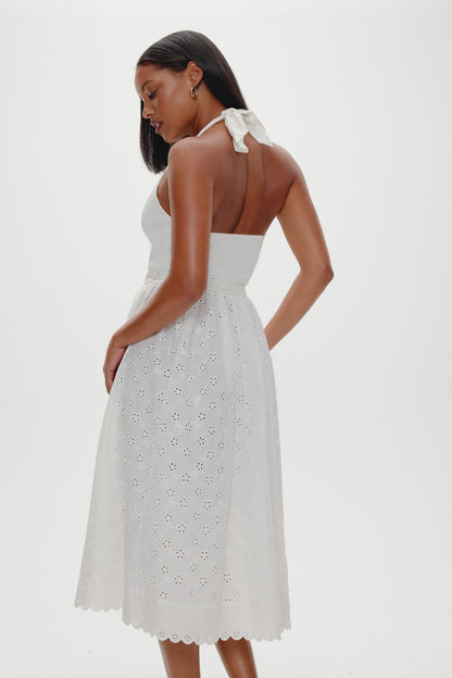 Frankies Bikinis sale x BELLA HADID Fort Worth Fairy Midi Dress - Salt Air Eyelet