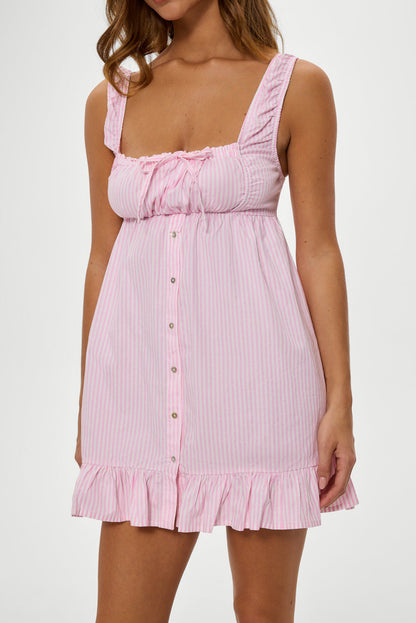 Frankies Bikinis sale Marilyn Babydoll Dress - Pink Stripe