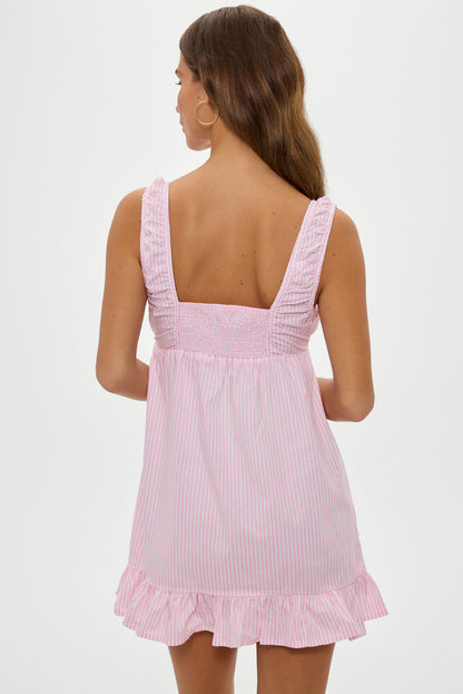 Frankies Bikinis sale Marilyn Babydoll Dress - Pink Stripe