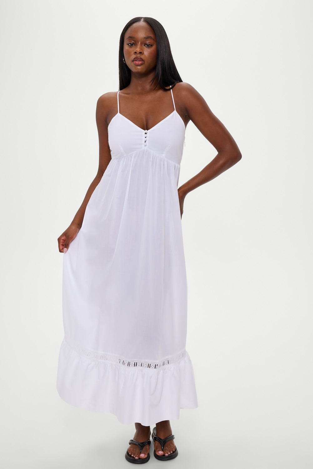 Frankies Bikinis sale Airy Poplin Midi Dress - White