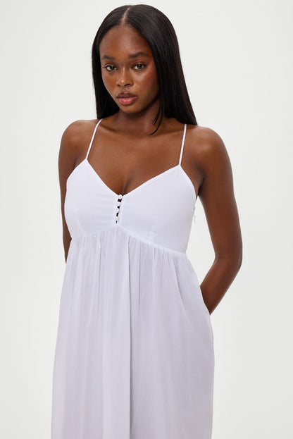 Frankies Bikinis sale Airy Poplin Midi Dress - White