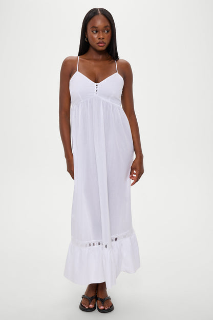 Frankies Bikinis sale Airy Poplin Midi Dress - White