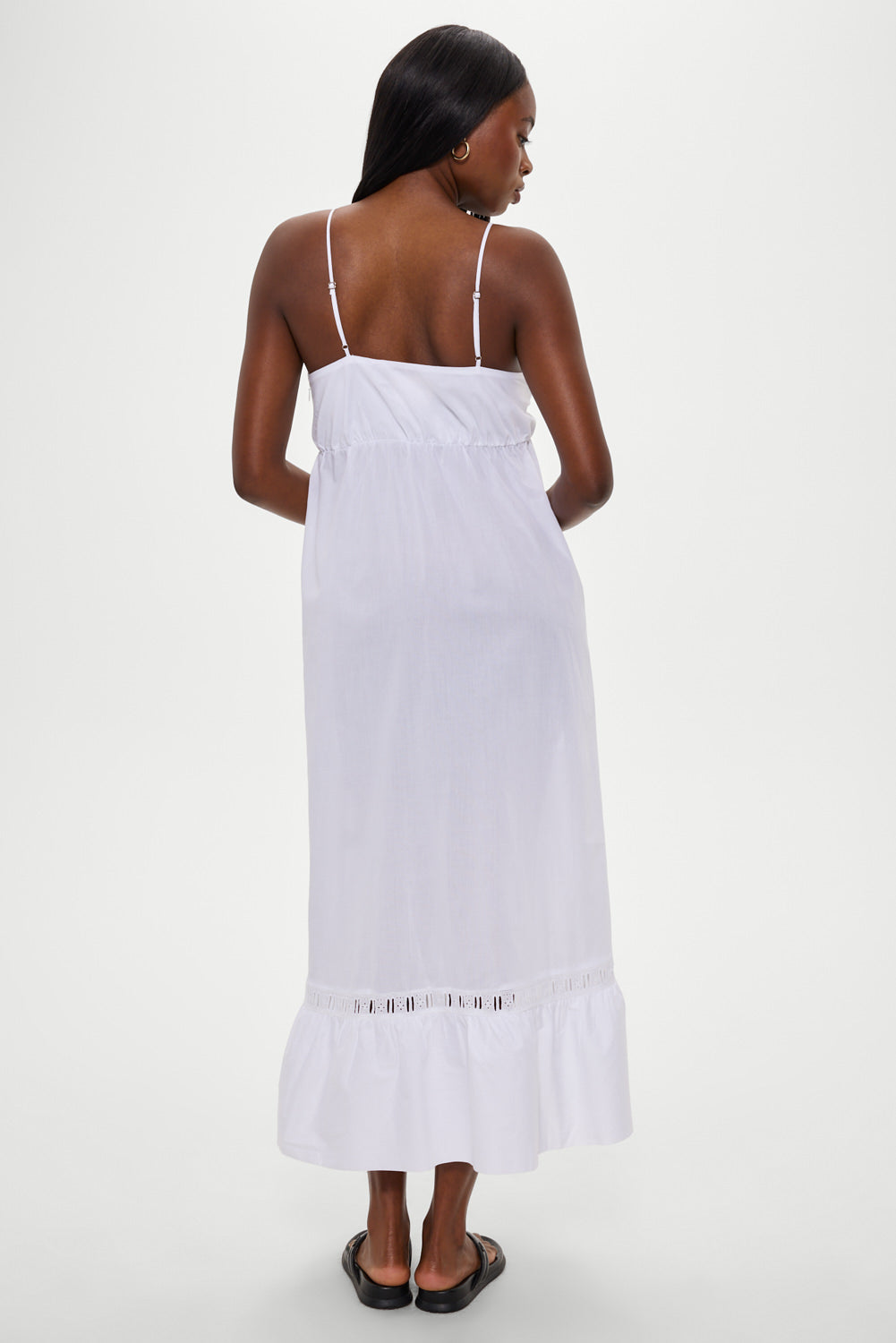 Frankies Bikinis sale Airy Poplin Midi Dress - White