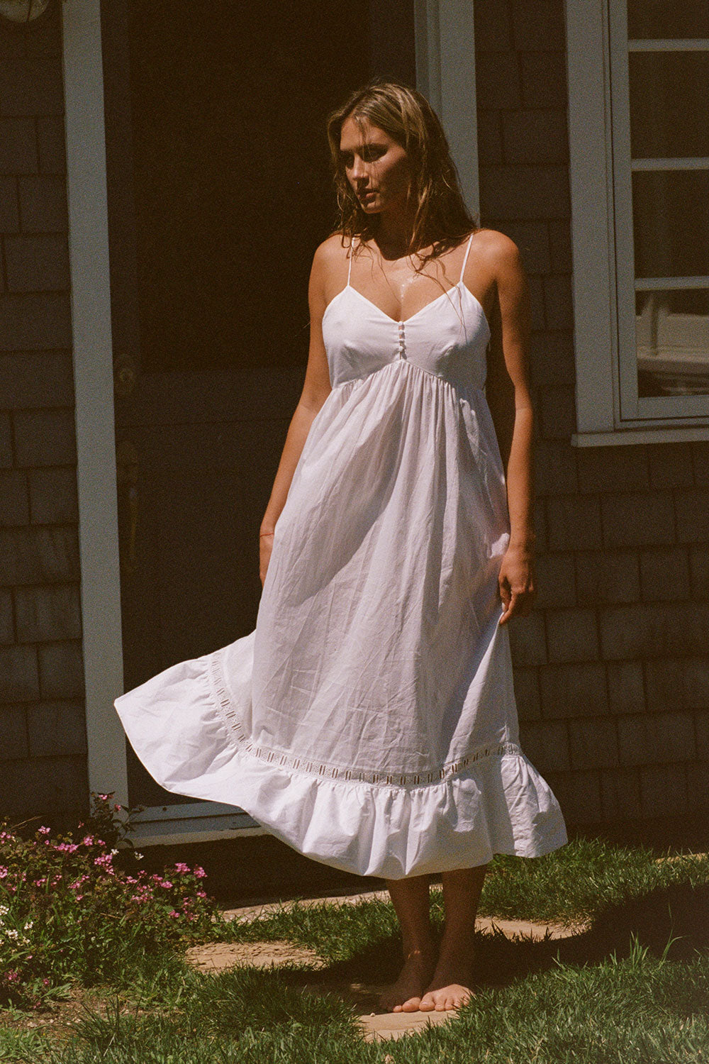 Frankies Bikinis sale Airy Poplin Midi Dress - White