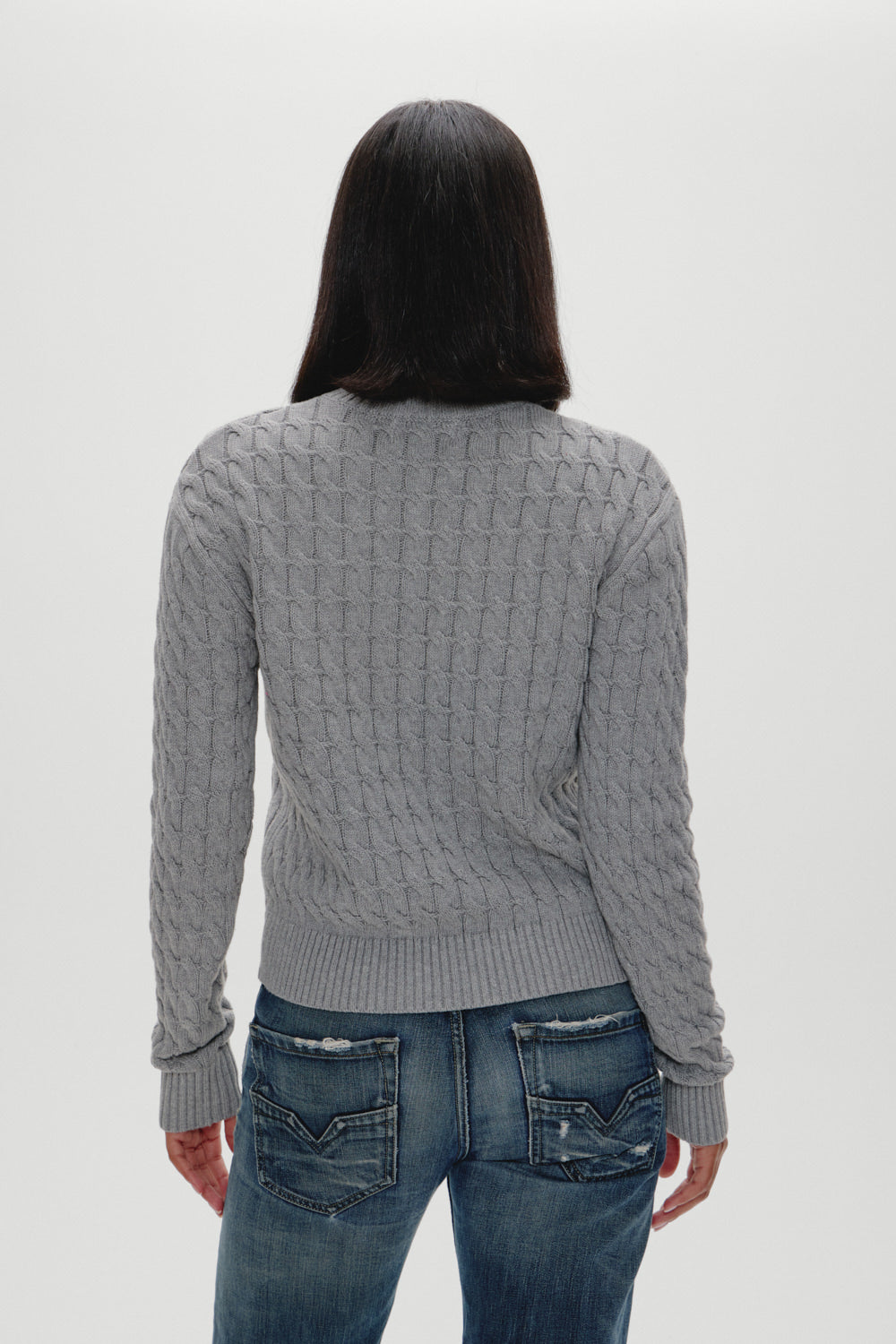 Frankies Bikinis sale Prince Cable Knit Sweater - Cloud Cover