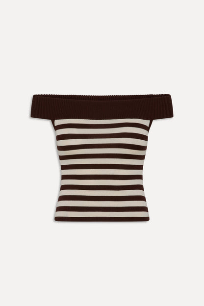 Frankies Bikinis sale x BELLA HADID Tucker Knit Top - Cowboy Stripe