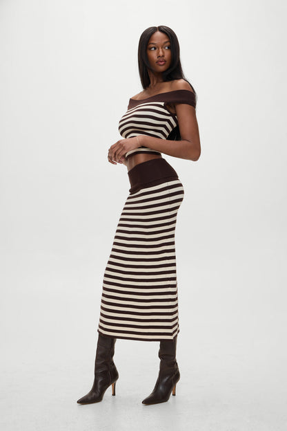 Frankies Bikinis sale x BELLA HADID Tucker Knit Top - Cowboy Stripe
