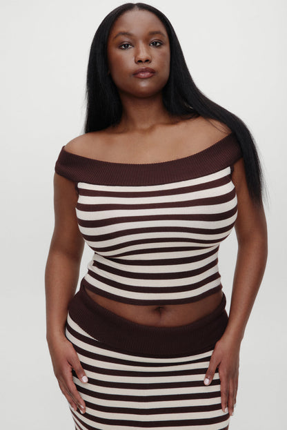 Frankies Bikinis sale x BELLA HADID Tucker Knit Top - Cowboy Stripe