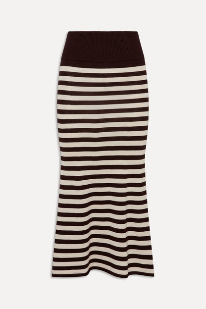 Frankies Bikinis sale x BELLA HADID Tucker Knit Midi Skirt - Cowboy Stripe