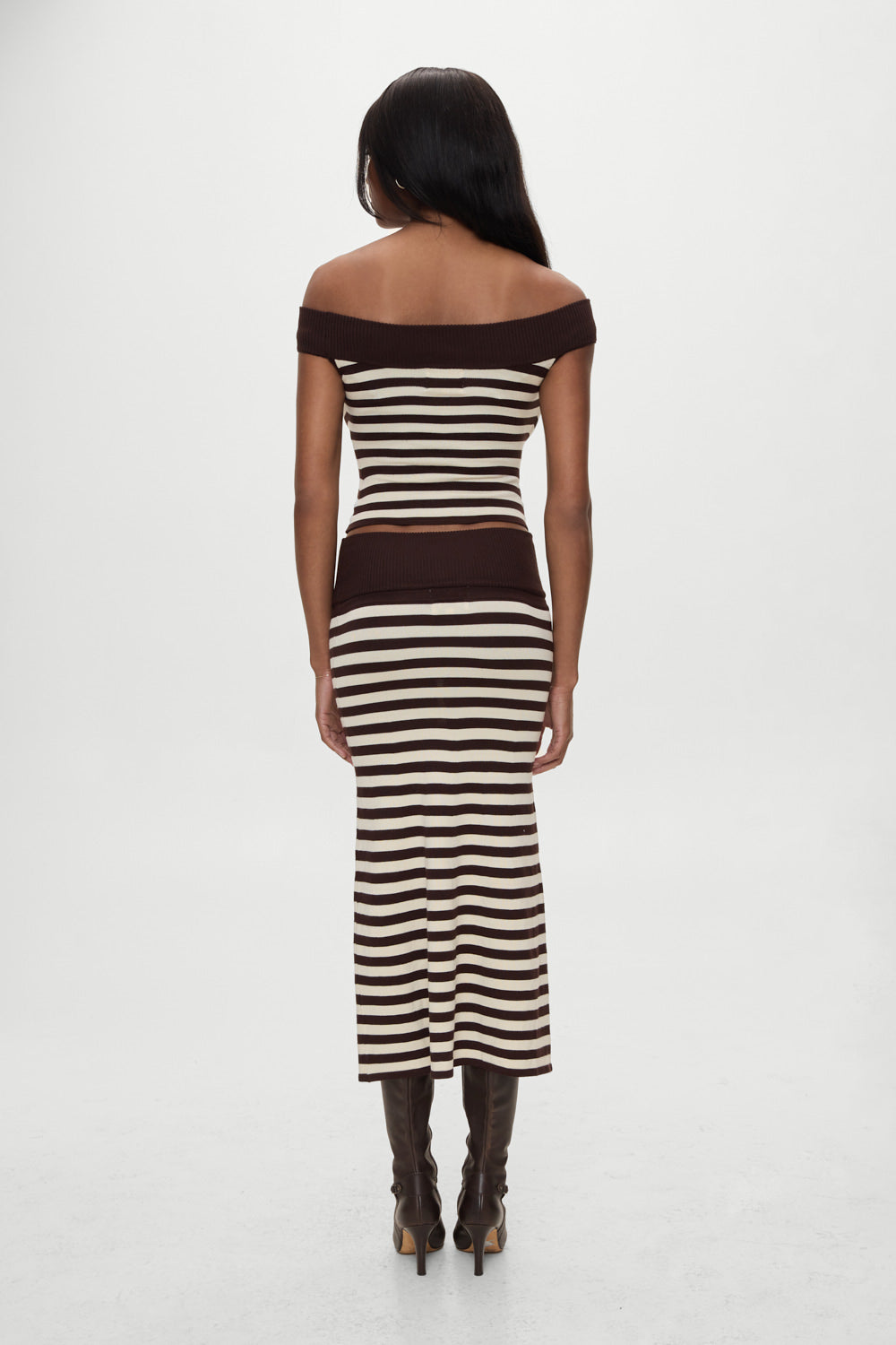 Frankies Bikinis sale x BELLA HADID Tucker Knit Midi Skirt - Cowboy Stripe