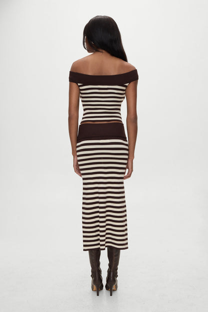 Frankies Bikinis sale x BELLA HADID Tucker Knit Midi Skirt - Cowboy Stripe