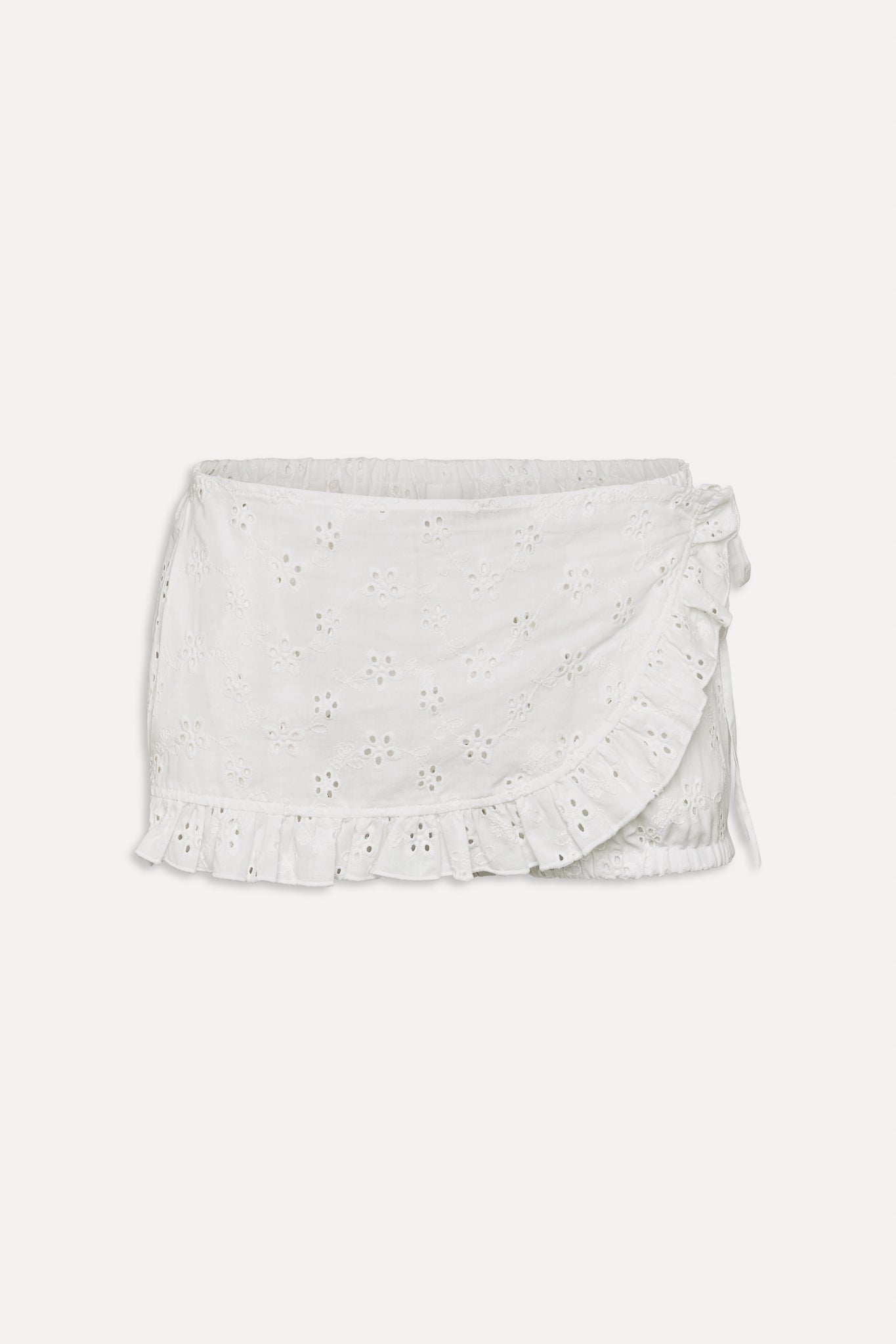 Frankies Bikinis sale x BELLA HADID Little Miss Mini Shorts - Salt Air Eyelet