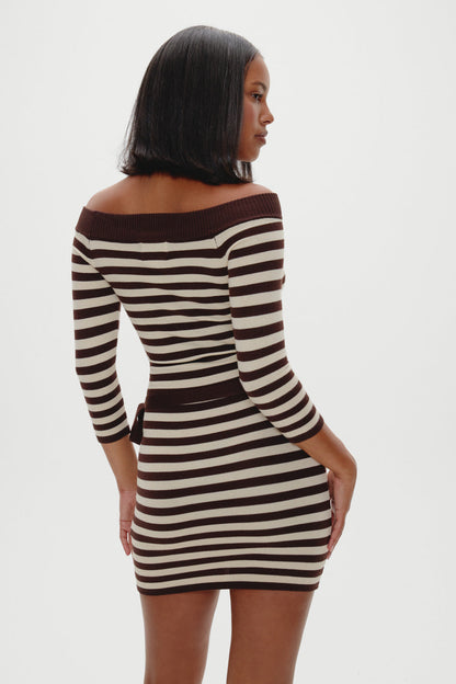 Frankies Bikinis sale x BELLA HADID Saloon Knit Mini Dress - Cowboy Stripe