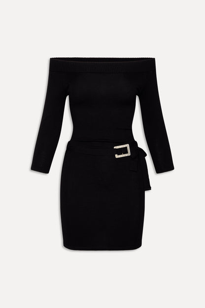 Frankies Bikinis sale x BELLA HADID Saloon Knit Mini Dress - Black