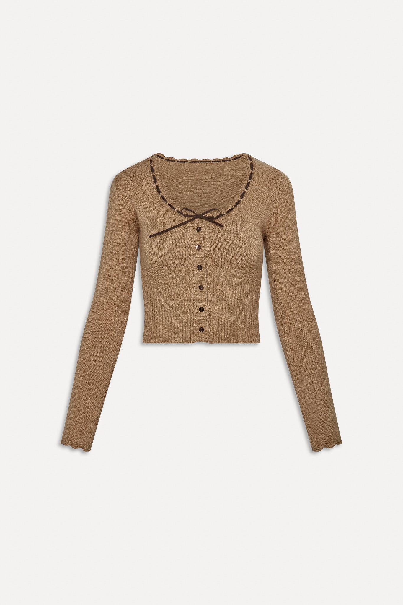 Frankies Bikinis sale x BELLA HADID Texas Knit Cardigan - Caramel