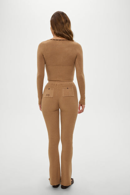Frankies Bikinis sale x BELLA HADID Texas Knit Pants - Caramel