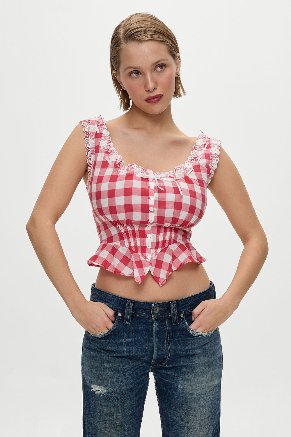 Frankies Bikinis sale x BELLA HADID Fleetwood Top - Malibu Picnic